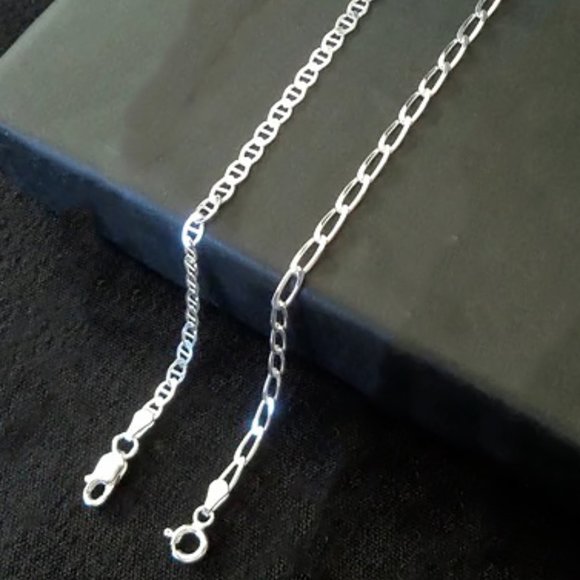 Sterling Silver Anklets Real Silver Ankle Bracelets Set of 2 Stamped 925 ITALY - Picture 4 of 4